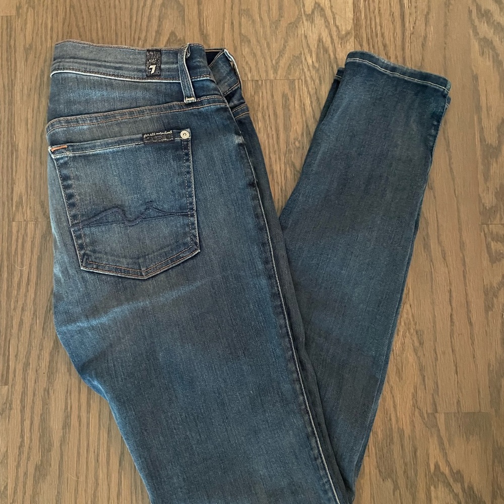 7 for all Mankind Gwenever Indigo Skinny Jeans 29 Excellent Condition dark rinse